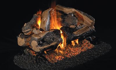 RH Peterson: Charred Rugged Split Oak See-Thru Logs - 24"