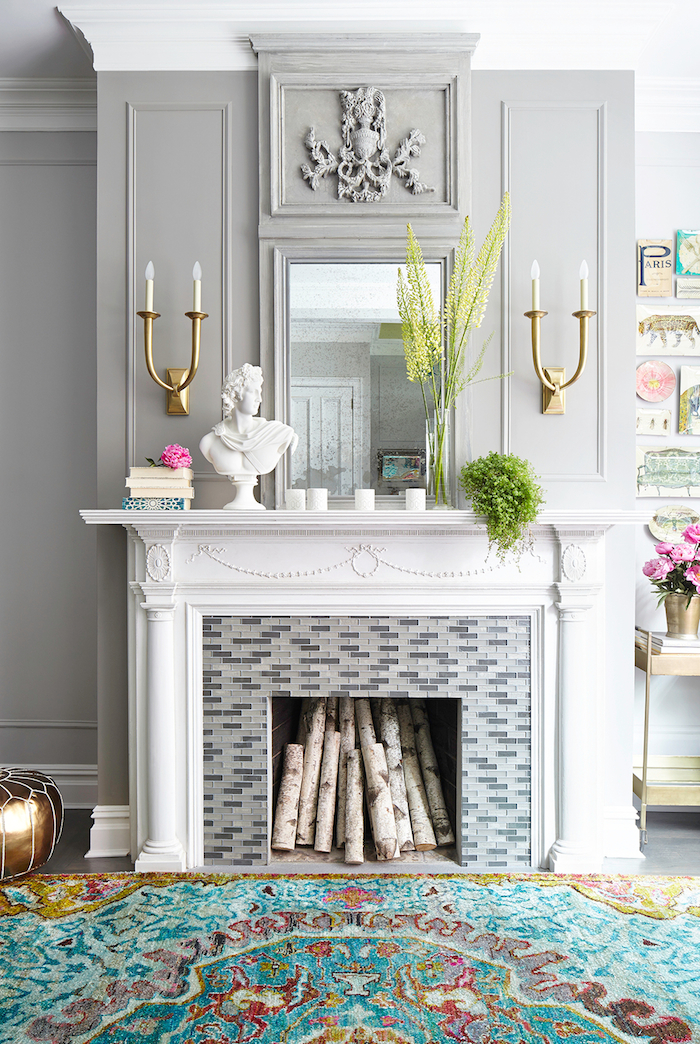 Spring Fireplace Mantel Decor.