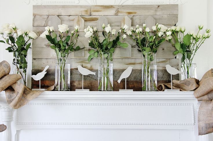 Spring Fireplace Mantel Decor.