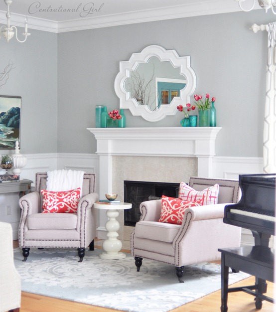 Spring Fireplace Mantel Decor.