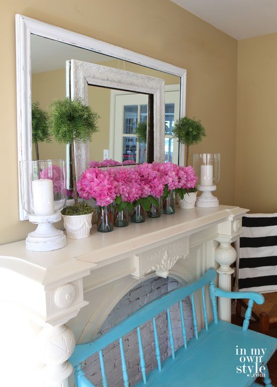 Spring Fireplace Mantel Decor.