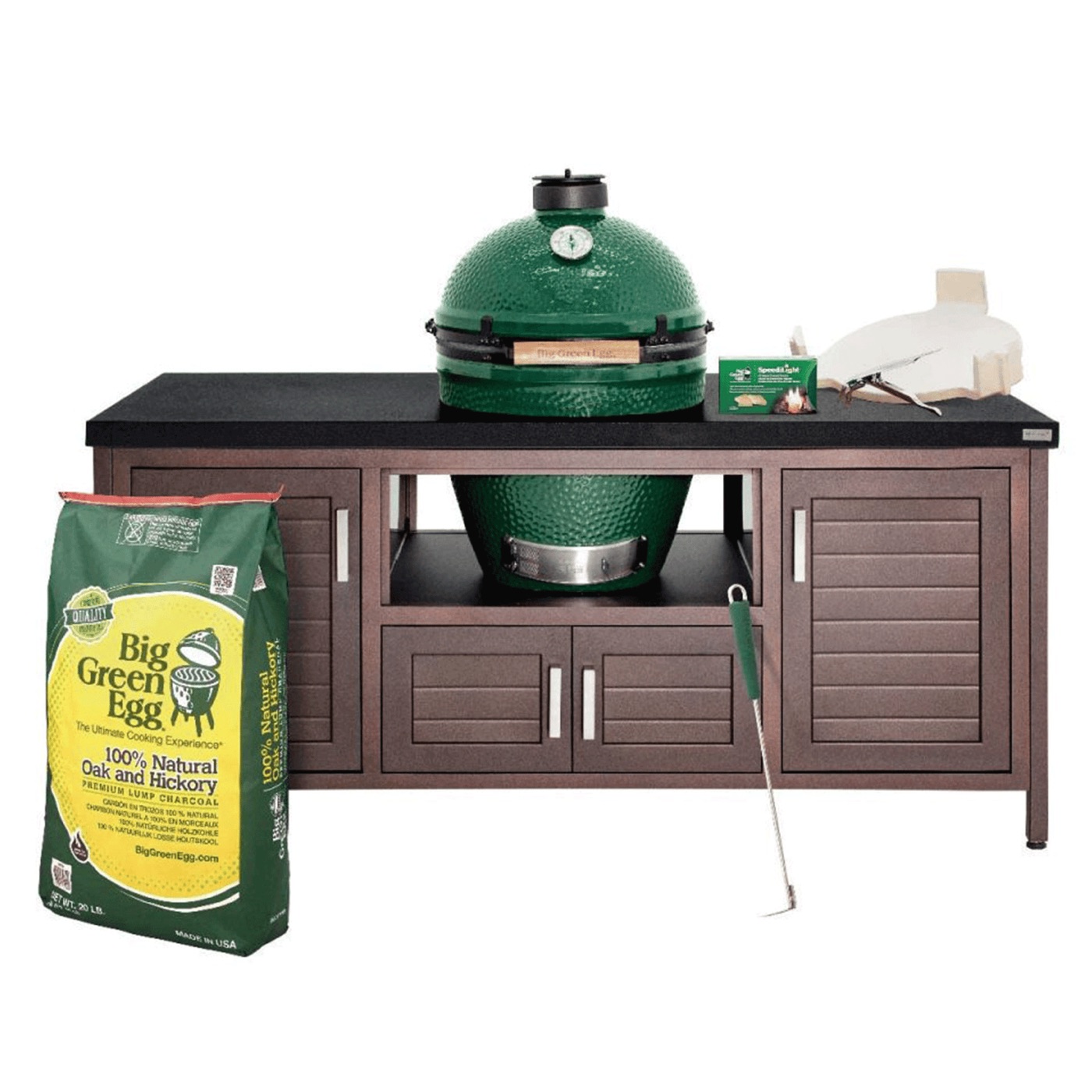 The Large Big Green Egg in 69-inch Modern Farmhouse Table Package from Big Green Egg