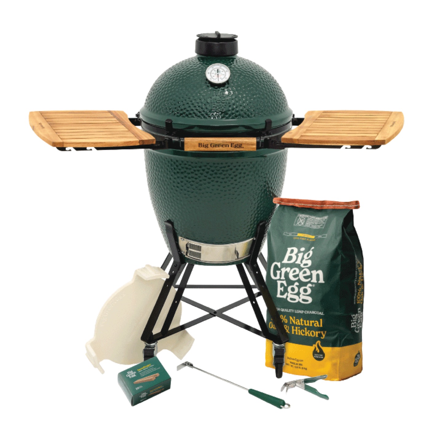 The Large Big Green Egg in a Nest with Acacia Mates Package from Big Green Egg