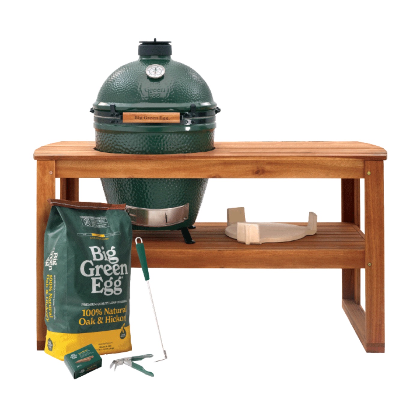 The Large Big Green Egg in Acacia Table Package from Big Green Egg