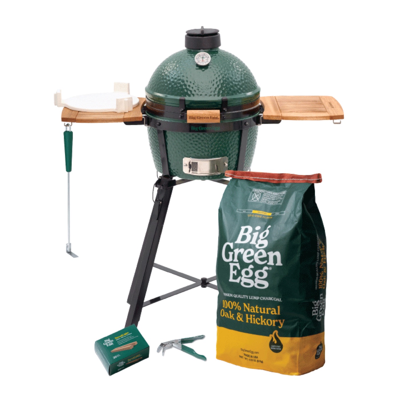 The MiniMax Big Green Egg with Nest and Acacia Mates Package from Big Green Egg