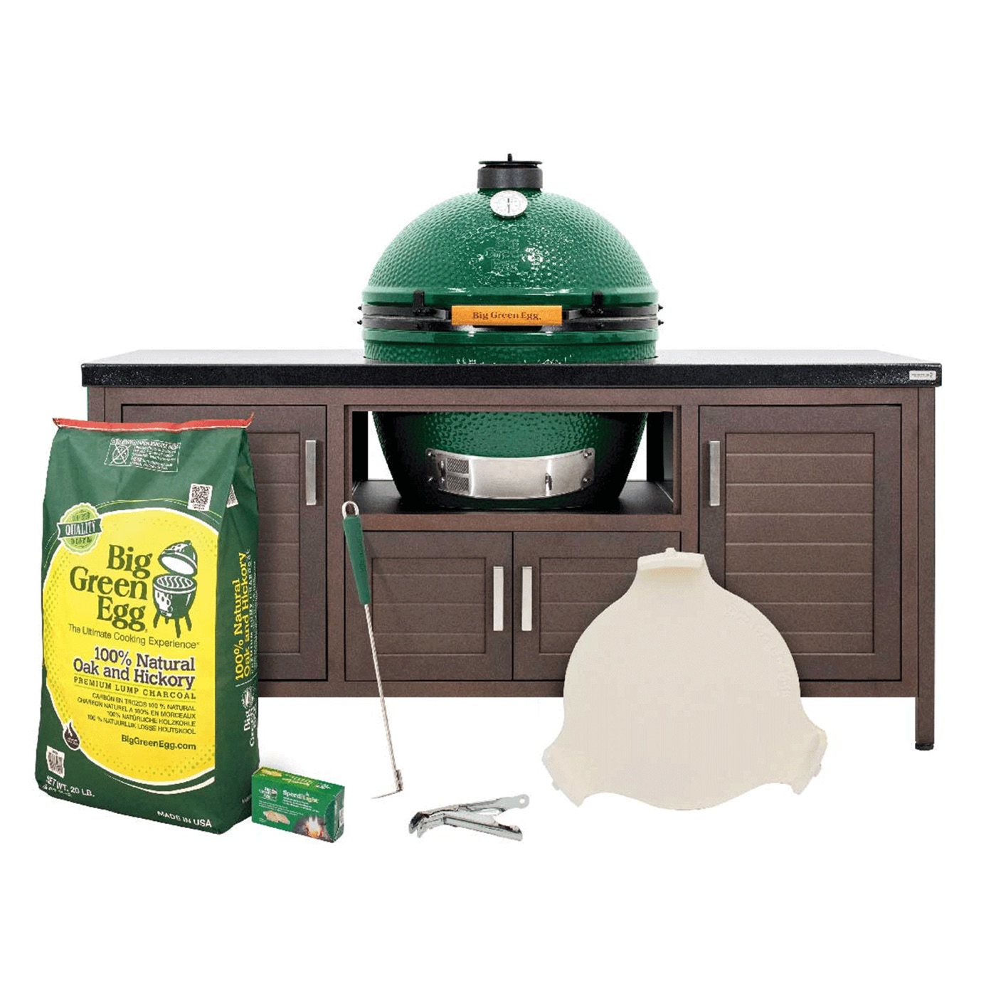 The XL Big Green Egg in 69-inch Modern Farmhouse Table Package from Big Green Egg
