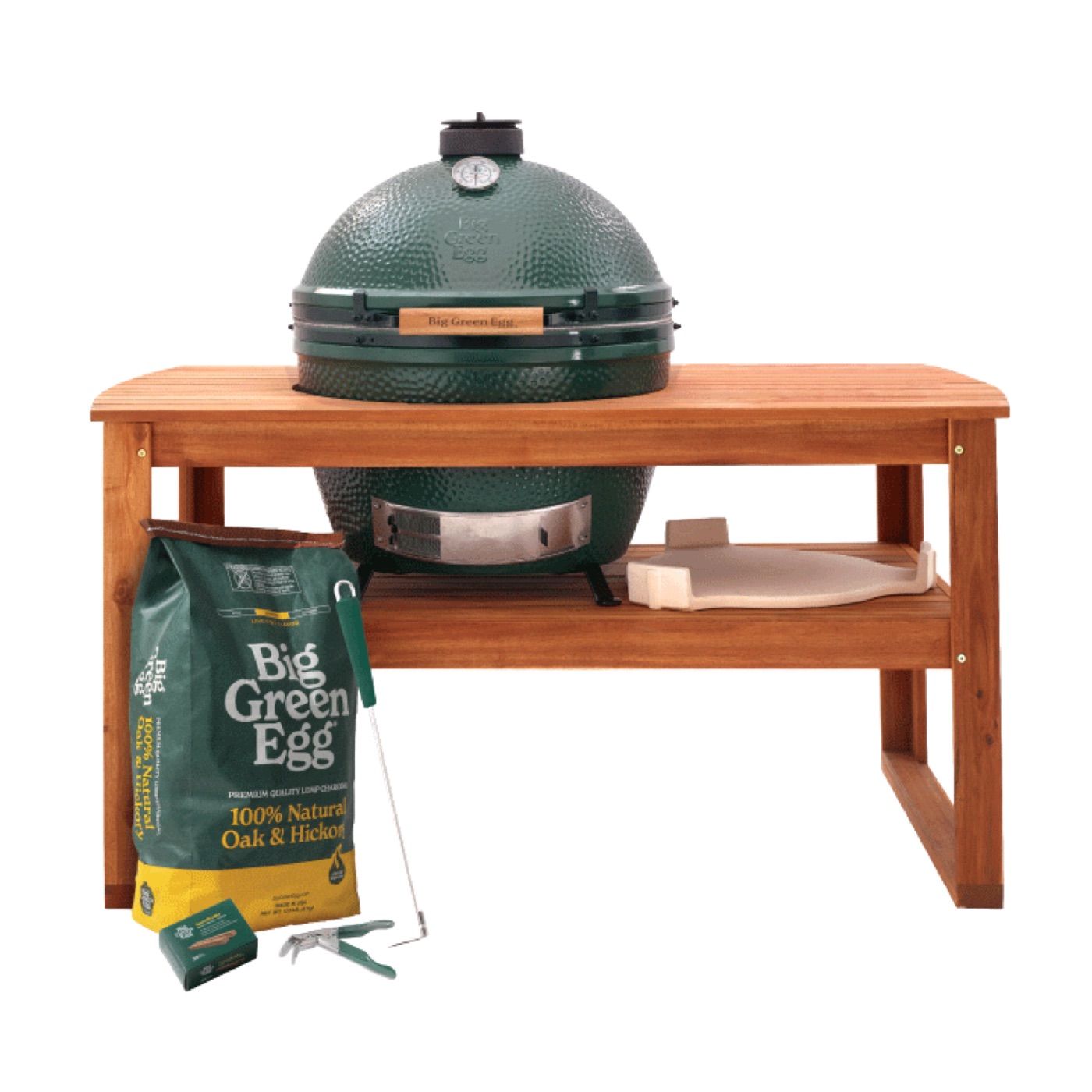 The XL Big Green Egg in Acacia Table Package from Big Green Egg