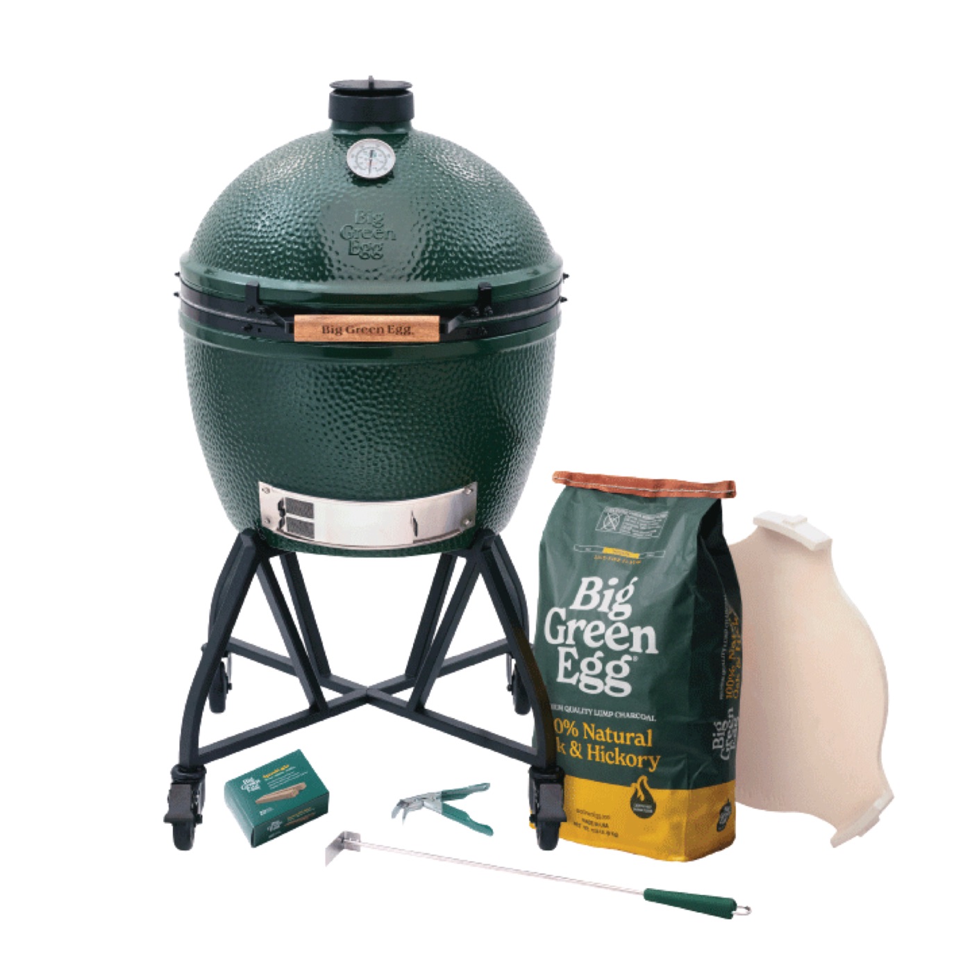 The XL Big Green Egg in an intEGGrated Nest+Handler Package from Big Green Egg