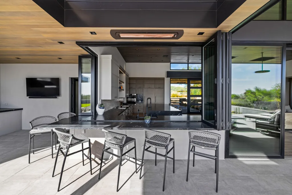 Bromic Platinum Smart-Heat gas heaters recessed into a modern patio ceiling